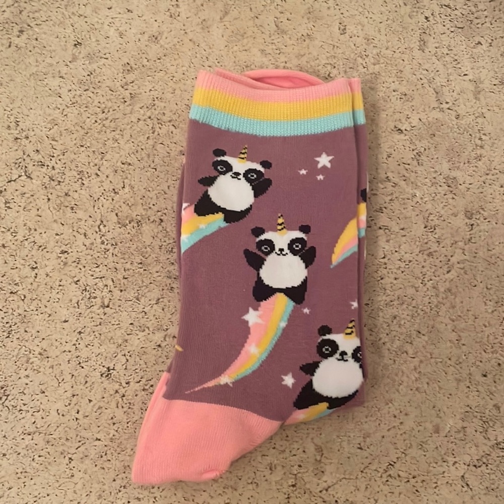 Rainbow panda unicorn star socks